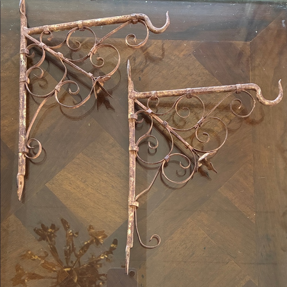 Pair of antique hand wrought Wall Brackets for hanging